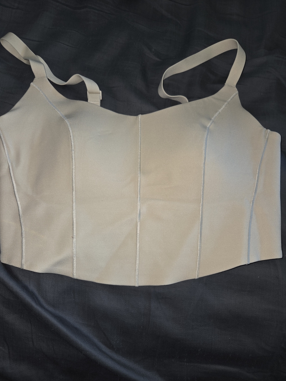 Seam-Panel Tank Shapewear Crop Top - Cream